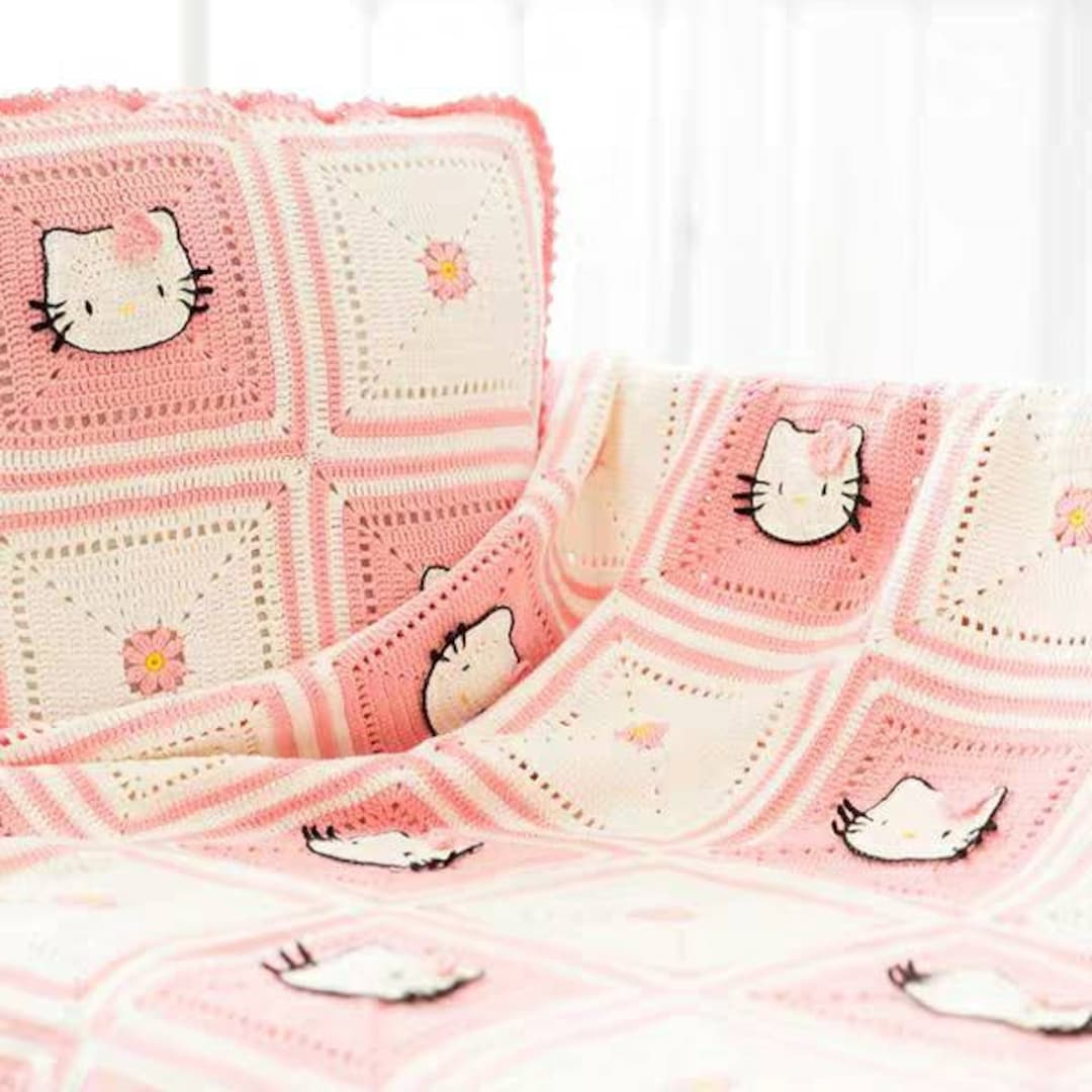 Crocheted Hello Kitty Baby Blanket, Crib Throw, Handmade to Order Etsy