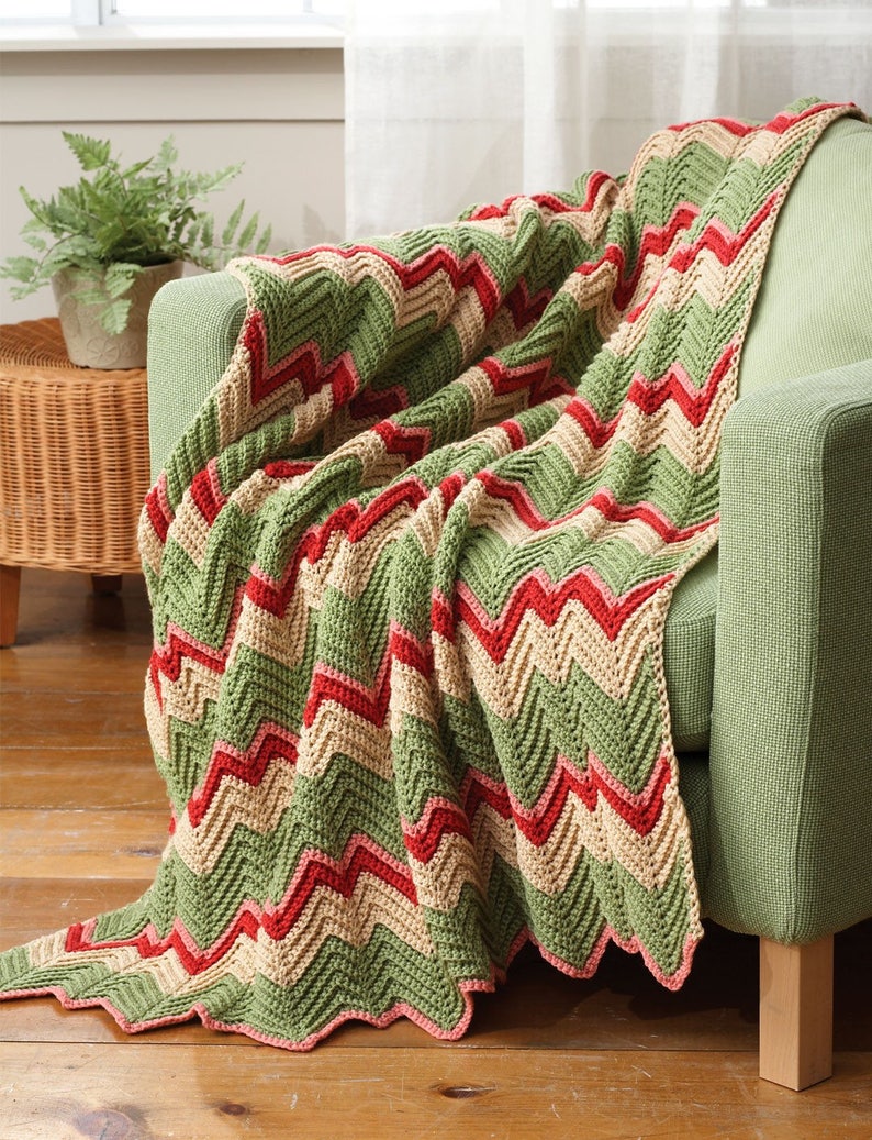 Fancy Zigzag Afghan Crochet Blankets, Sofa Thow, Handmade to Order Etsy