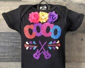 Disney inspired Coco Bodysuit or Shirt with Sparkling Glittery Vinyl