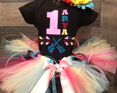 Disney inspired Birthday COCO Tutu Set Day of the Dead includes Shirt, Fluffy Colorful Tutu and Flower Hair Clip Ready to Ship