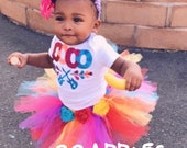 Disney inspired Birthday COCO Tutu Set Day of the Dead includes Shirt, Fluffy Colorful Tutu and Flower Hair Clip Ready to Ship