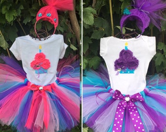 Princess Troll inspired Birthday PRINCESS TUTU Birthday Set Chose your color Newborn, 3 m,  6-12m, 12-24m, 2T, 3T, 4T, 5 yr, 6 yr, 7 yr, 8 y