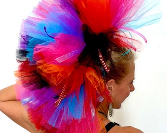 Ready to Ship colorful Day of the dead Fanatic Mo Hawk also Sports Team, Made to Rock N Roll with Tulle and clips for sturdy easy fit