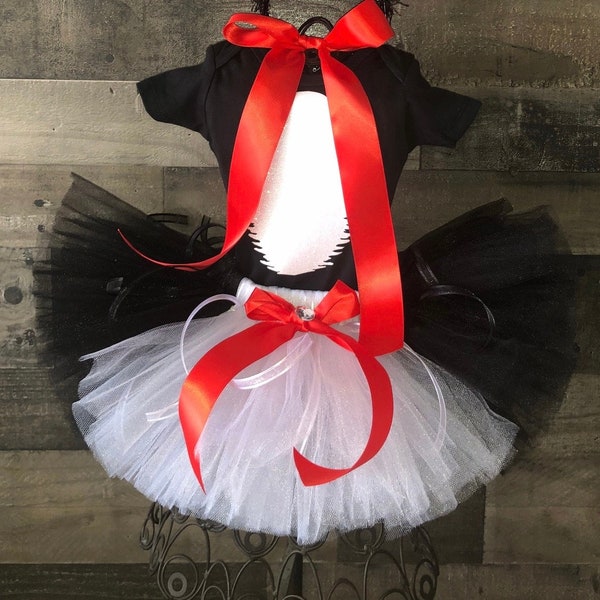 Black and White Cartoon Cat TUTU Dress Birthday Set