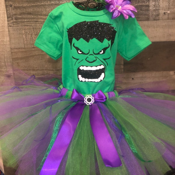 Green and Purple Hulk inspired TUTU Birthday Set