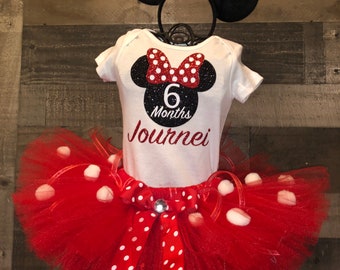 Personalized Custom name and Age Ready to ship MINNIE MOUSE inspired PRINCESS Set