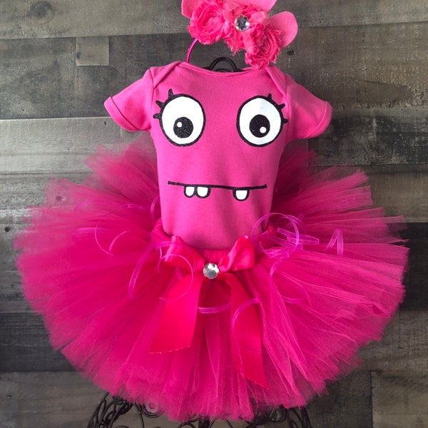 Inspired by Ugly Dolls includes Shirt, Fluffy Sassy Pink Tutu and a Moxy headband Ready to Ship