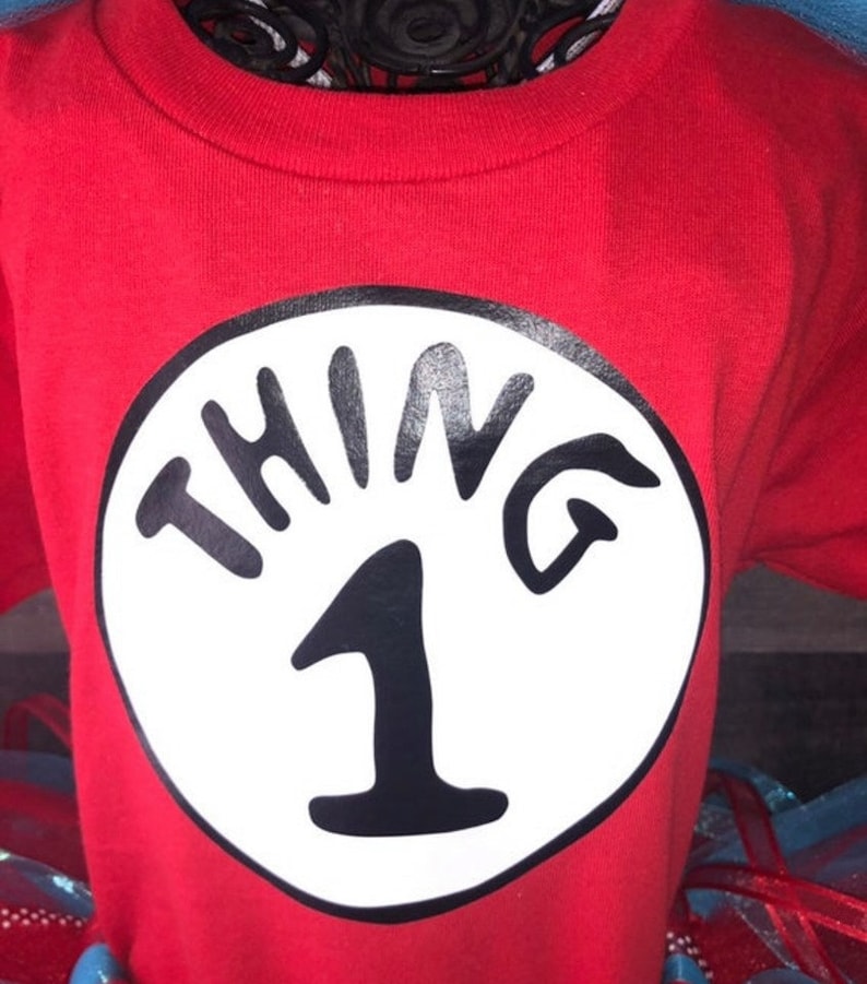 Dr Thing 1 & Thing 2 Large 2 Piece Iron On Patch Set Thing 1 and Thing 2 Vinyl iron onHusband Wife Brother Sister Sibling Halloween Iron on image 1