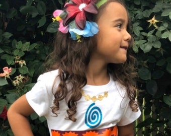 Inspired MOANA Shirt and FLOWER Hair bow Only