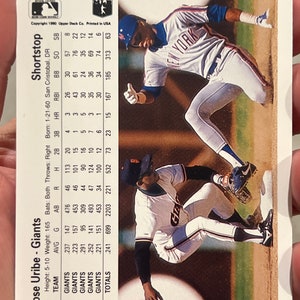 1990 upper deck jose uribe Error Card Wrong Birth Year Mint Condition 188 image 2