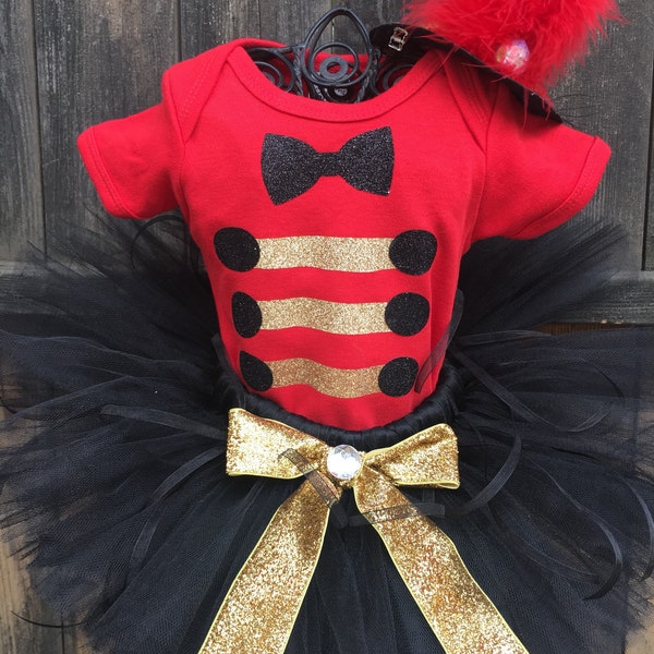 Inspired by The Greatest Showman Ring Master Birthday Dress Set Tutu, Tutu, shirt and mini Top Hat clip in