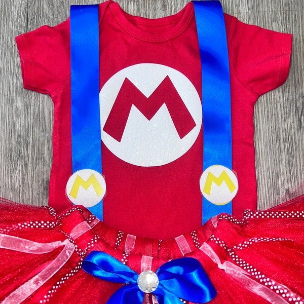 Mario Luigi Brother Video Game Red Custom Inspired TUTU Outfit Dress Set
