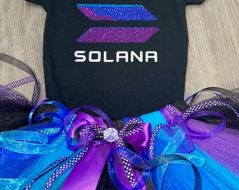 Inspired Crypto Currency Solana m Halloween Birthday PRINCESS TUTU  newborn gift adult sizes,  any coin available upon request