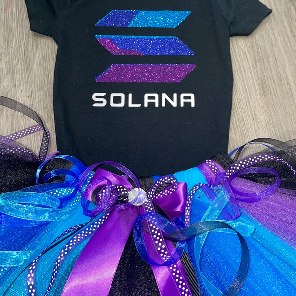 Inspired Crypto Currency Solana m Halloween Birthday PRINCESS TUTU  newborn gift adult sizes,  any coin available upon request