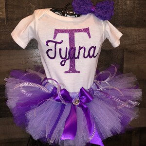 Personalized name shirt and TUTU Outfit Dress Purple Set