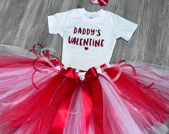 Ready to ship l Daddys Valentine Birthday Tutu  Birthday Set Sizes Newborn, 3 m,  6-12m, 12-24m, 2T, 3T, 4T, 5 yr, 6 yr, 7 yr,