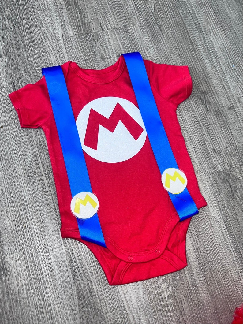 Mario Luigi Brother Video Game Red Custom Inspired TUTU Outfit Dress Set image 3