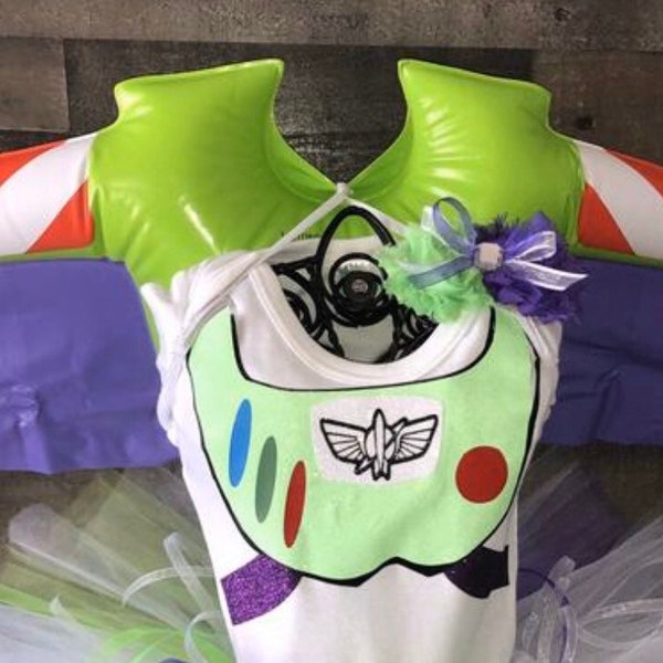 Inspired TOY STORY BUZZ Lightyear Shirt and Jet Pack Wings And Flower Bow