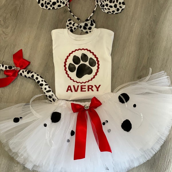 Puppy Costume Inspired by  DALMATIAN Costume TUTU Dress Set with custom name on shirt