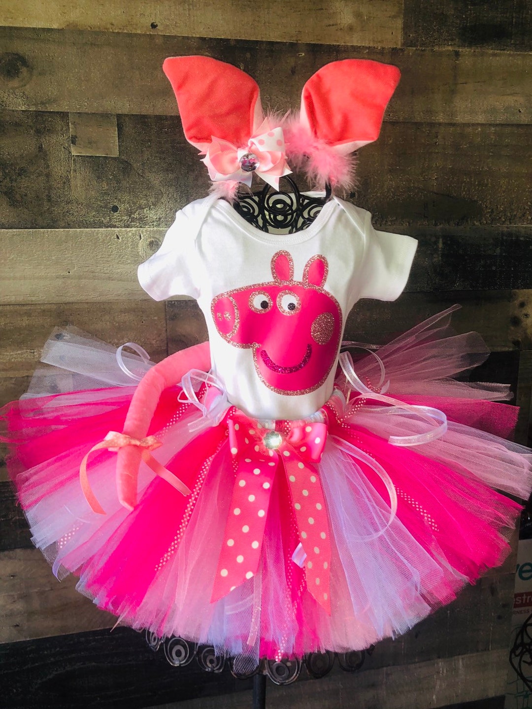 Vestido Fiesta Pepa Pig. Tutu Bebe Niña, Incluye Moño