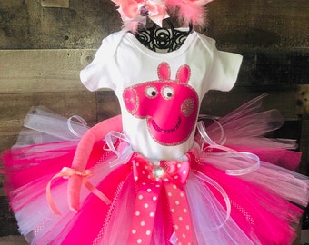 Inspired Peppa Pig Girls Birthday or Costume TUTU Outfit Set