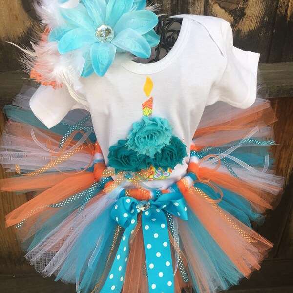 ORANGE POP Princess Tutu Birthday Set Sizes 0, 3 m,  6-12m, 12-24m, 2T, 3T, 4T, 5 yr, 6 yr