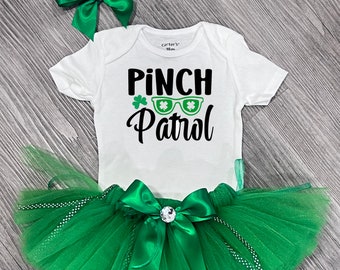 Pinch Patrol Cute St Patricks Day TUTU Set Newborn baby kids girls