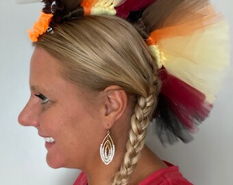 Fun Fan Crazy Hair Mo Hawk, handmade, unique Inspired  Mo hawk made with Tulle, any Team colors Available Mohawk