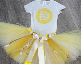 Inspired Crypto Currency Dai dia Halloween Birthday PRINCESS TUTU  newborn gift adult sizes,  any coin available upon request