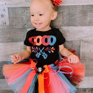 Ready to Ship COCO Inspired disney TUTU Set Day of the Dead Sizes Newborn, 3 m, 6 m 9 m 12m 18 m 24 m 2T 3T 4T 5 6 7 8