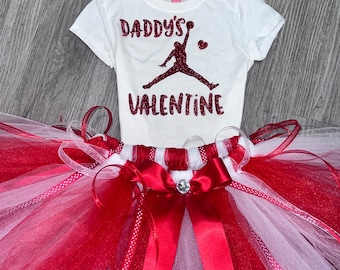 Ready to ship l Daddys Jordan Valentine Birthday Tutu  Birthday Set Sizes Newborn, 3 m,  6-12m, 12-24m, 2T, 3T, 4T, 5 yr, 6 yr, 7 yr,