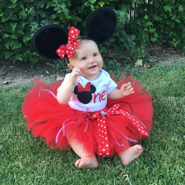 MINNIE MOUSE inspired PRINCESS Birthday Set First Birthday Size 6-12m, 12-24 m, 2T