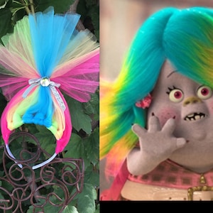 Diadema de troll con brillantina inspirada en Lady Sparkles, lista para enviar