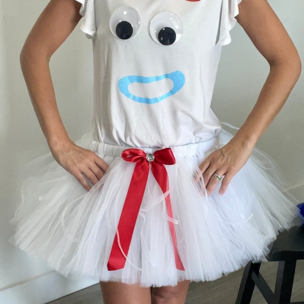 ADULT Inspired Forky Outfit Costume TUTU Dress Set includes fluffy handcrafted tutu and 3D eye Forky Shirt Toy story
