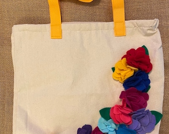 Natural/Yellow Floral Tote bag