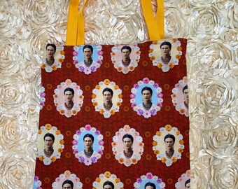 Frida Florals Tote Bag- Rust