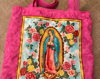 Virgen de Guadalupe Tote Bag- Pink