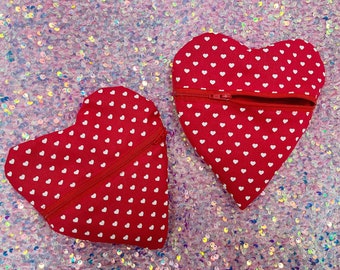 Red White Heart Shape Pouch