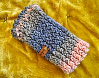 Daisy-Adult Loom Knit Winter Headband-With Faux Leather Logo Tag.
