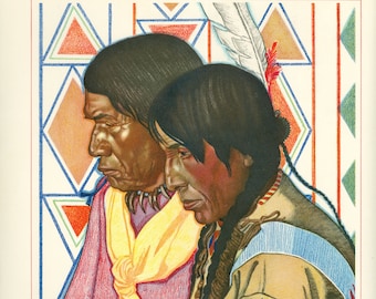 Blackfeet Indian Painting Reproduction, Winold Reiss, Blackfoot, Native American