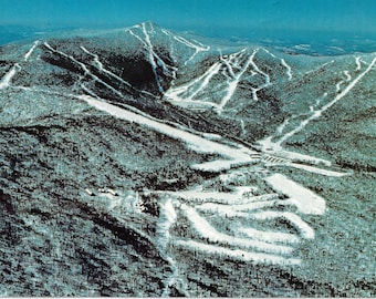 Killington Postcard, Ski Resort, Ariel View, Skiing, Ski Slopes, 1980s, Vermont