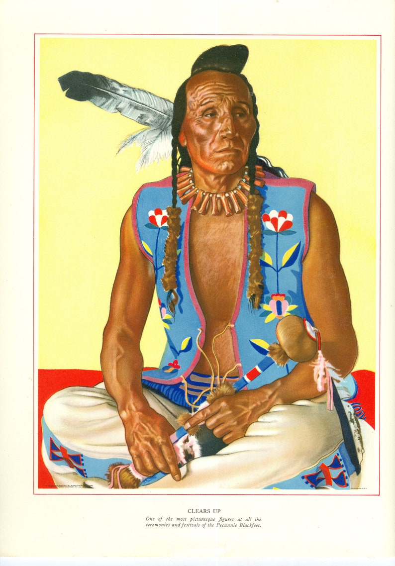 Blackfeet Indian Painting Reproduction, Winold Reiss, Blackfoot, Native American image 1