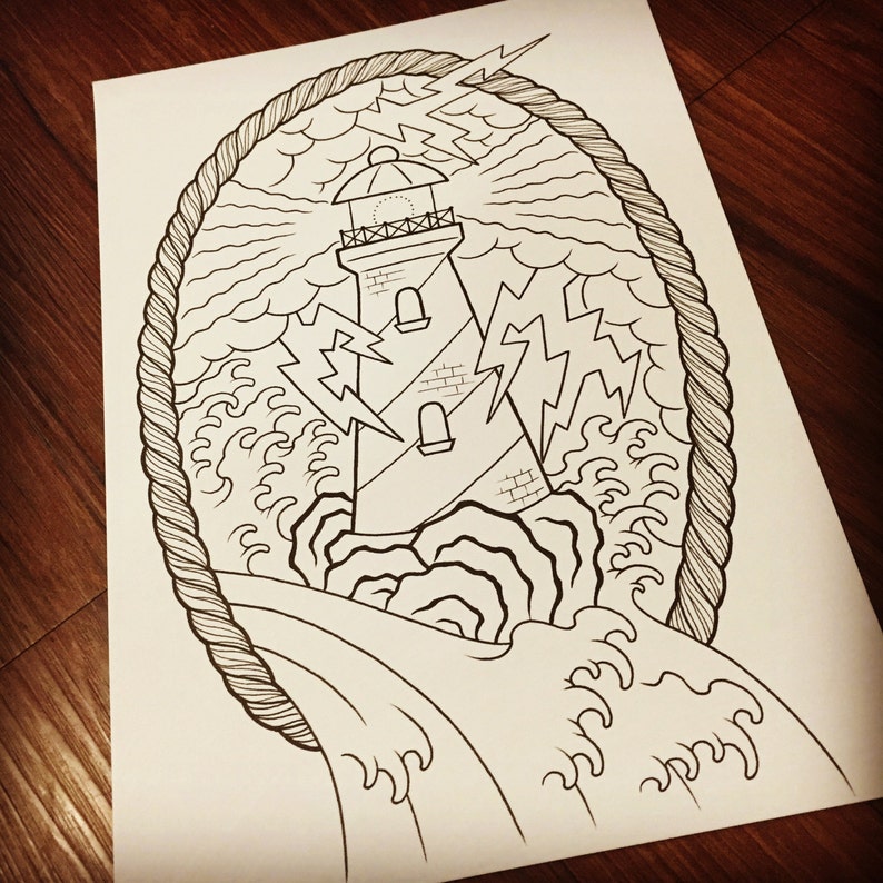 Lighthouse Printable Coloring Page | Etsy