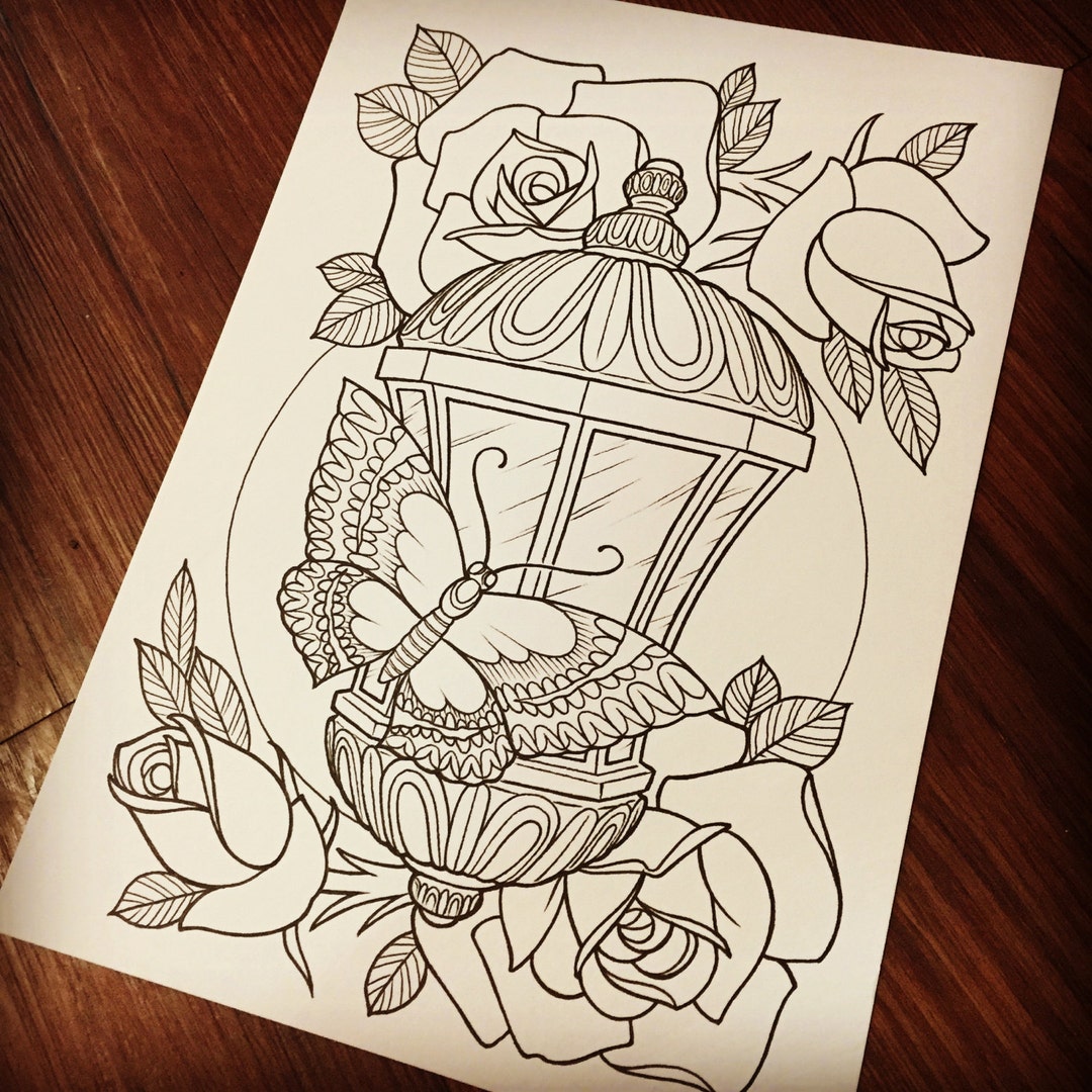 Lantern Printable Coloring Page - Etsy