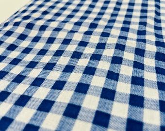 56" Vintage Royal Blue and White 1/4" Gingham Cotton Poly