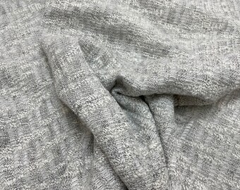 Wide Rib Gray/White Sweater Knit, Light Gray and White Soft Thick Sweater Knit, Sold by the half yard
