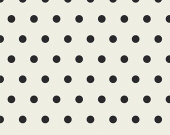 HALF YARD KNIT Fabric, Spotted Bubbles Caviar, Art Gallery Knits, Cotton Spandex Knit, Black Off White Polka Dot Knit, k-sp-2004