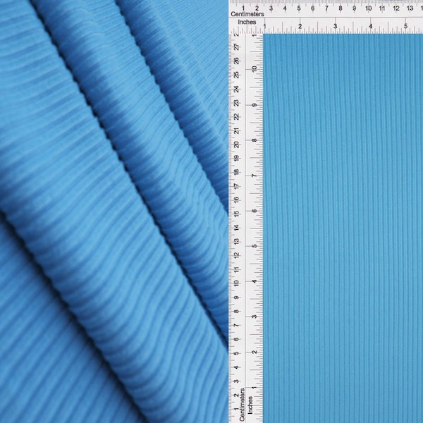YUMMY RIB 4x2 in Bright Blue, Polyester Spandex Rib Knit, Springy Blue Rib Knit, Sold by the half yard