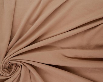 DOUBLE BRUSHED POLY, Solid Coco Brushed Polyester Knit, Solid Light Brown Brushed Poly, Sold by the half yard