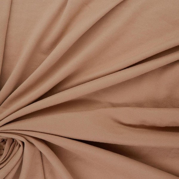 DOUBLE BRUSHED POLY, Solid Coco Brushed Polyester Knit, Solid Light Brown Brushed Poly, Sold by the half yard